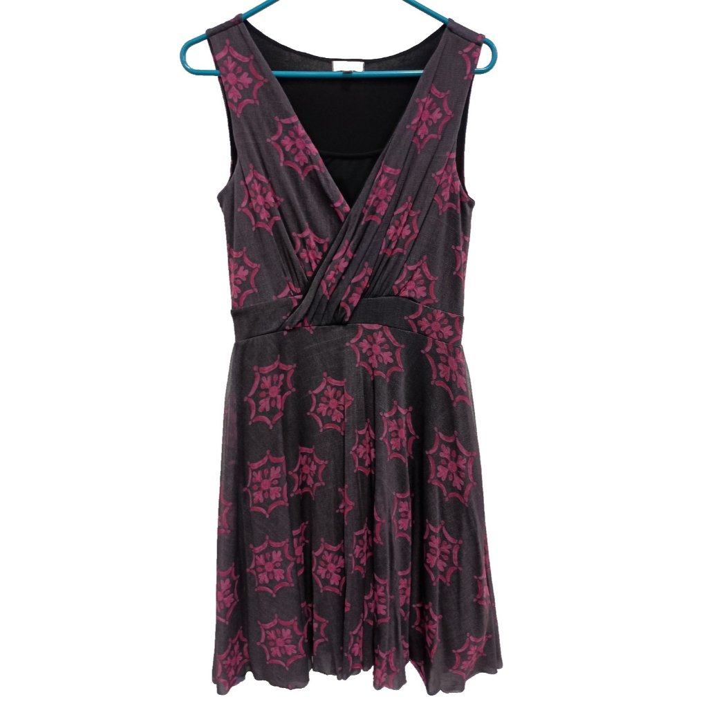 Anthropologie Weston Fit & Flare Dress Xs Purple Black Flora Whimsygoth Coquette